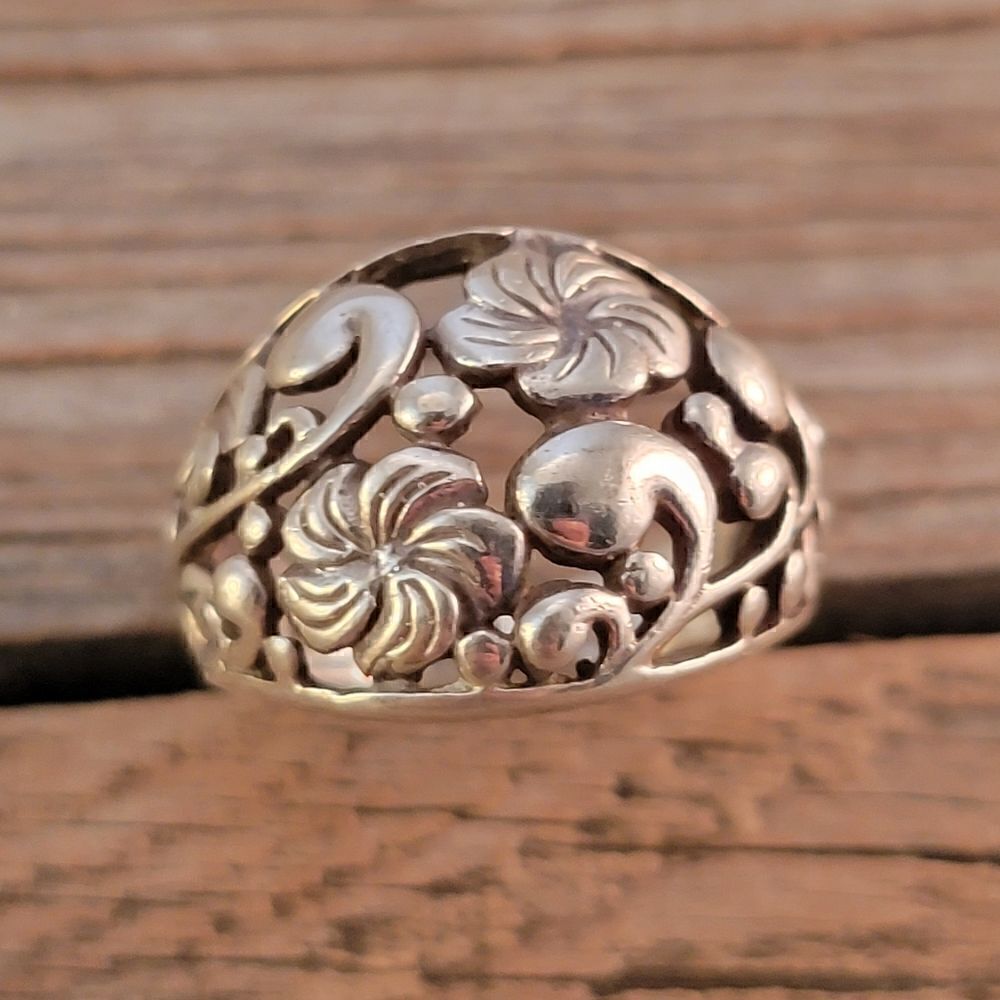 Sterling Open Flourish Flower Openwork Ring